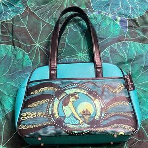 Sourpuss Mermaid Octopus Rockabilly Teal Purse
